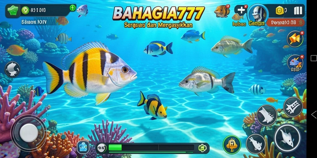 Screenshot gameplay BAHAGIA777 yang menunjukkan keseruan dalam menembak ikan.