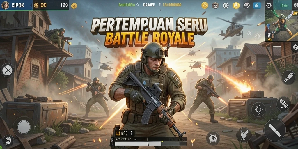 Screenshot utama CIPOK menampilkan aksi pertempuran para pemain di arena Battle Royale.
