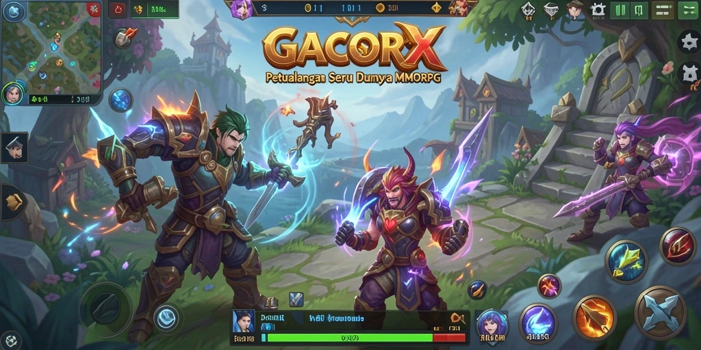 Gameplay seru GACORX saat pemain sedang beraksi di dunia MMORPG.