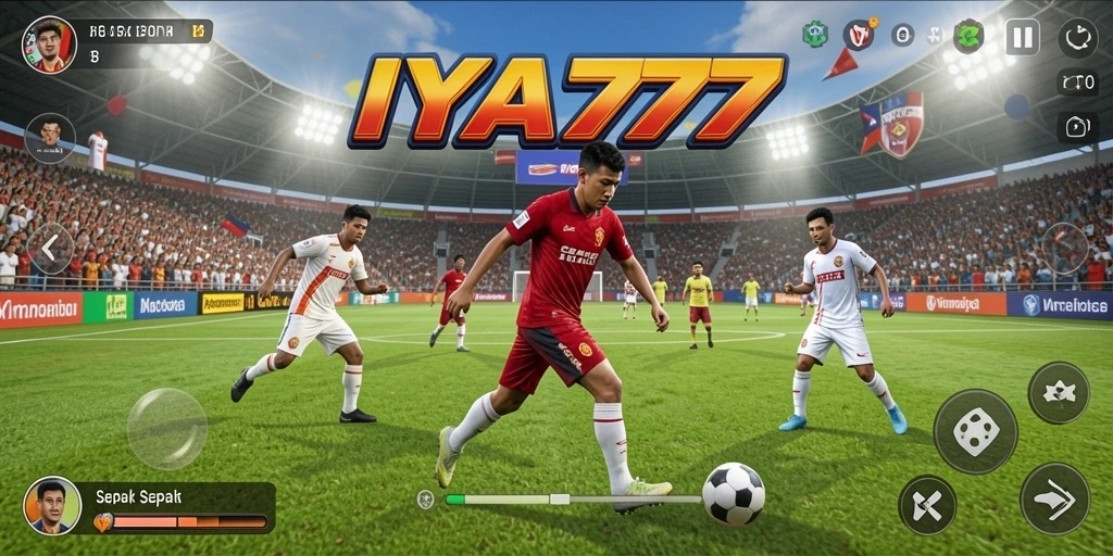 Screenshot IYA777 menampilkan pertandingan sepak bola yang penuh aksi.