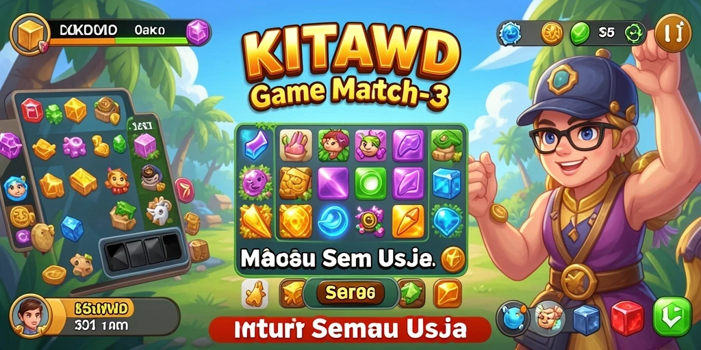 Tampilan gameplay seru di KITAWD dengan objek warna-warni mencolok.