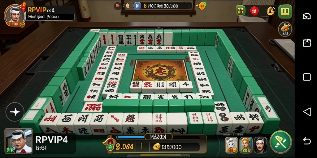 Screenshot gameplay RPVIP4 menampilkan suasana permainan Mahjong yang seru.