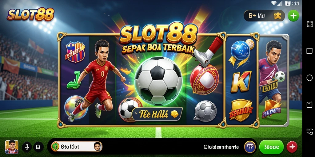 Tampilan gameplay SLOT88 yang penuh aksi sepak bola.