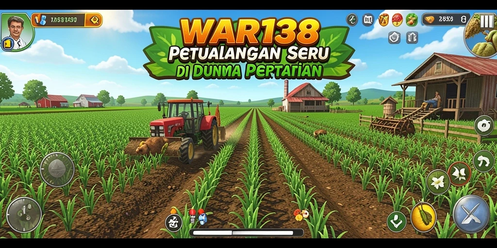 Tangkapan layar gameplay WAR138 menampilkan ladang yang rimbun dengan berbagai tanaman.